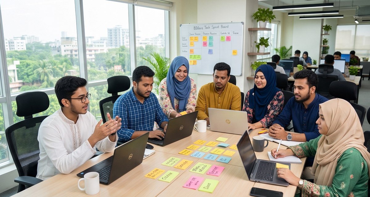 The BDdevs team in a sprint planning meeting