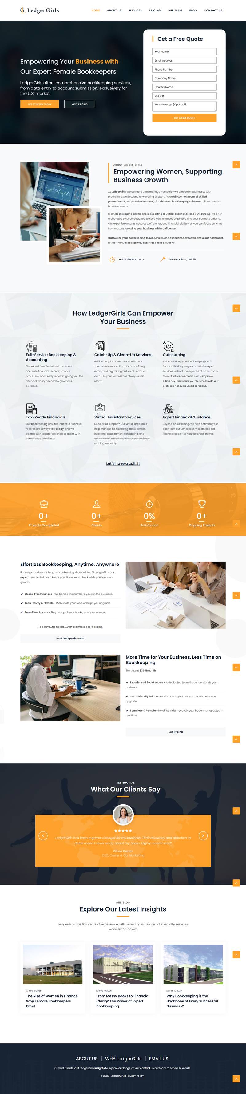Ledger Girls (Accounting, Bookkeeping & Financial Services) — full website screenshot