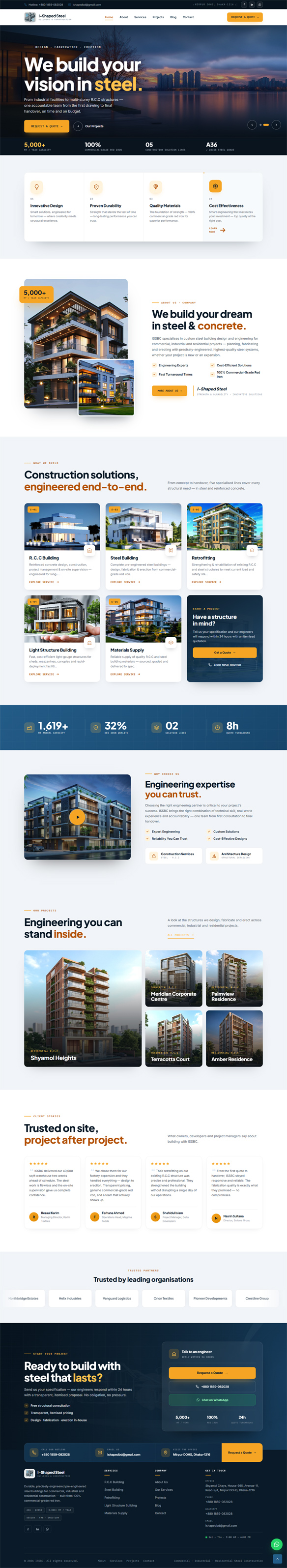 I-Shaped Steel Building & Construction — full website screenshot